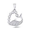 Round Diamond Whale Heart Pendant 1/4 Cttw 10KT White Gold