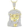 Round Diamond Jesus Charm Pendant 1-7/8 Cttw 10KT Yellow Gold