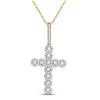 Image 1 : Round Diamond Cross Charm Pendant 3/4 Cttw 10KT Yellow Gold