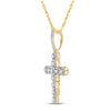 Image 2 : Round Diamond Cross Charm Pendant 3/4 Cttw 10KT Yellow Gold