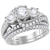 Diamond 3-Stone Bridal Wedding Ring Set 2 Cttw 14KT White Gold