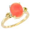 0.24 CTW Yellow Sapphire & Natural Coral Ring 10K Yellow Gold - REF-23H9M