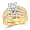 Image 2 : Diamond Cluster Matching Wedding Set 5/8 Cttw 14KT Yellow Gold