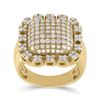 Image 1 : Round Diamond Pillow Cluster Ring 2-1/2 Cttw 10KT Yellow Gold