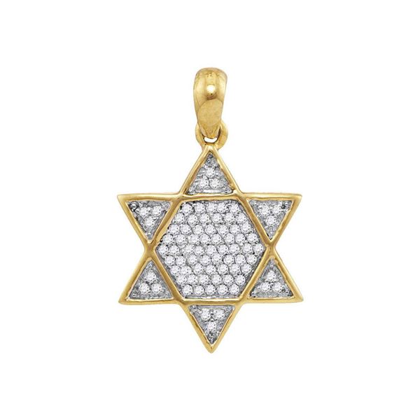 Round Diamond 6-Point Star Magen David Charm Pendant 1/5 Cttw 10KT Yellow Gold