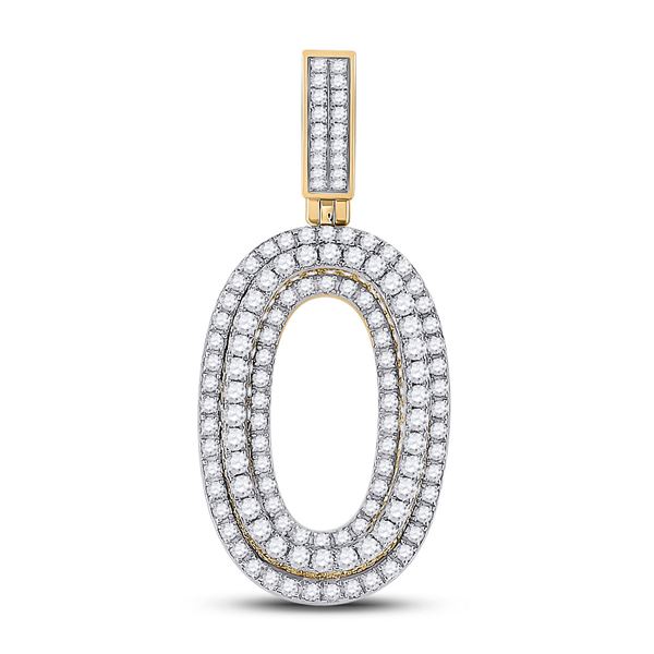 Round Diamond Number 0 Charm Pendant 1-5/8 Cttw 10KT Yellow Gold