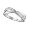 Image 1 : Round Diamond Crossover Band Ring 1/8 Cttw 10KT White Gold