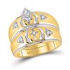 Image 2 : Cross Matching Wedding Set 1/6 Cttw 10KT Yellow Gold