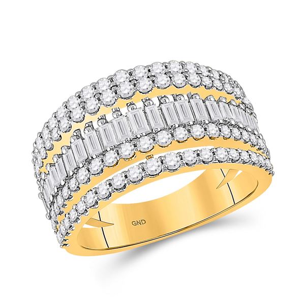 Baguette Diamond Modern Cocktail Band Ring 1 Cttw 14KT Yellow Gold