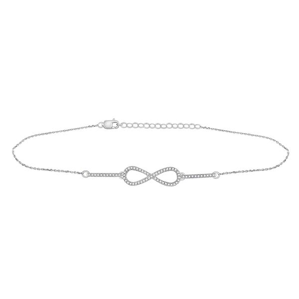 Round Diamond Infinity Chain Bracelet 1/5 Cttw 10KT White Gold