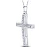 Image 2 : Round Diamond Cross Pendant 1/12 Cttw 10KT White Gold