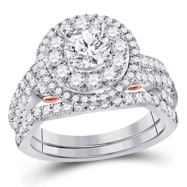 Diamond Bridal Wedding Ring Band Set 2 14KT Two-tone Gold