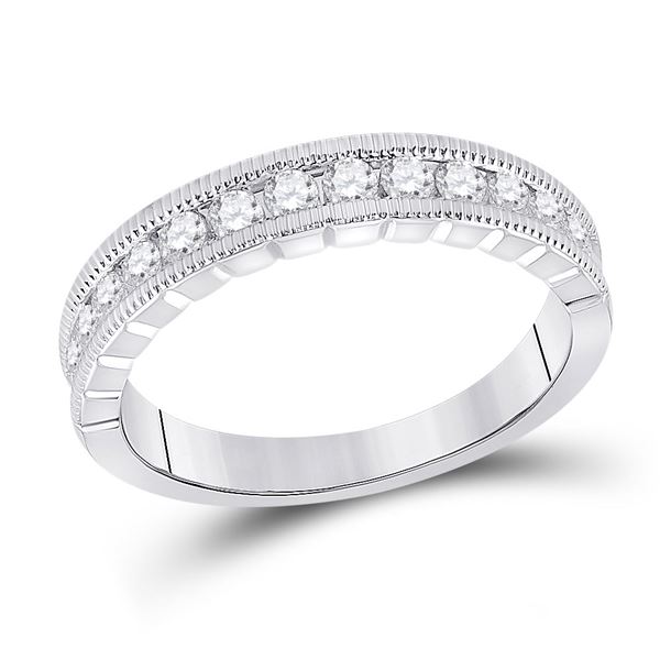 Round Diamond Single Row Band Ring 1/2 Cttw 14KT White Gold