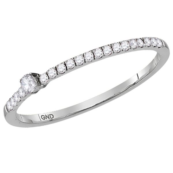 Round Diamond Solitaire Stackable Band Ring 1/6 Cttw 10KT White Gold