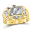 Image 1 : Round Diamond Rectangle Cluster Ring 1/2 Cttw 10KT Yellow Gold