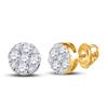 Image 1 : Round Diamond Flower Cluster Stud Earrings 1/2 Cttw 14KT Yellow Gold