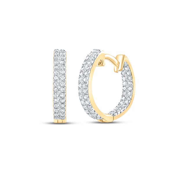 Round Diamond Hoop Earrings 1/5 Cttw 10KT Yellow Gold