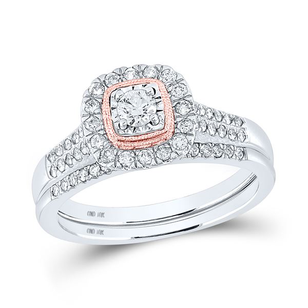 Diamond Bridal Wedding Ring Band Set 1/2 Cttw 10KT Two-tone Gold