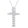 Image 2 : Round Diamond Cross Pendant 1/2 Cttw 14KT White Gold