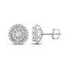 Image 1 : Round Diamond Concentric Circle Frame Cluster Earrings 1 Cttw 14KT White Gold
