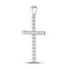 Image 2 : Round Diamond Cross Pendant 1/2 Cttw 10KT White Gold