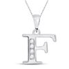 Image 1 : Round Diamond F Initial Letter Pendant 1/20 Cttw 10KT White Gold