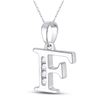 Image 2 : Round Diamond F Initial Letter Pendant 1/20 Cttw 10KT White Gold