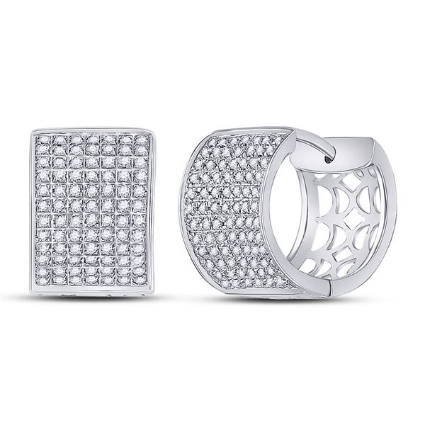 Round Diamond Huggie Earrings 1/2 Cttw 10KT White Gold