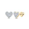 Image 1 : Round Diamond Heart Earrings 1/3 Cttw 10KT Yellow Gold