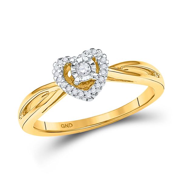 Round Diamond Heart Solitaire Ring 1/8 Cttw 10KT Yellow Gold
