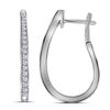 Image 1 : Round Diamond Inside-Outside Oblong Hoop Earrings 1/2 Cttw 10KT White Gold