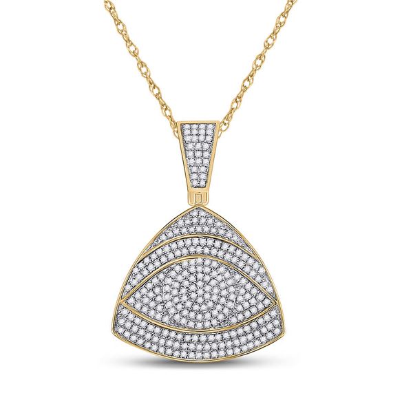 Round Diamond All-Seeing Eye Triangle Charm Pendant 3/4 Cttw 10KT Yellow Gold