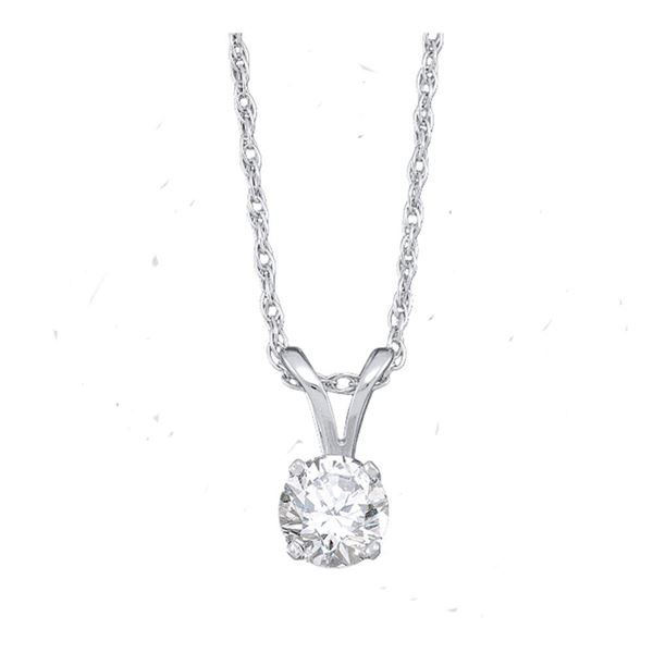 Round Diamond Solitaire Pendant 1/5 Cttw 14KT White Gold