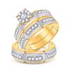 Image 1 : Diamond Halo Matching Wedding Set 3/4 Cttw 10KT Yellow Gold
