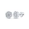 Image 1 : Round Diamond Flower Cluster Earrings 1-3/4 Cttw 14KT White Gold