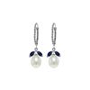 Image 1 : Genuine 9 ctw Sapphire & Pearl Earrings 14KT White Gold - REF-42X4M