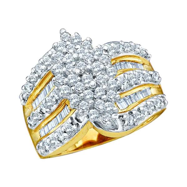 Round Diamond Oval-shape Cluster Ring 1 Cttw 10KT Yellow Gold
