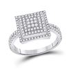 Image 1 : Round Diamond Square Cluster Ring 1/2 Cttw 10KT White Gold