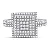 Image 2 : Round Diamond Square Cluster Ring 1/2 Cttw 10KT White Gold