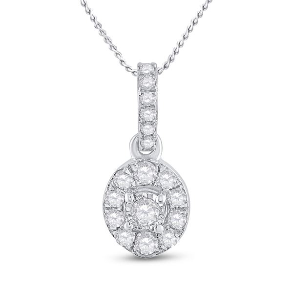 Round Diamond Oval Pendant 1/5 Cttw 10KT White Gold