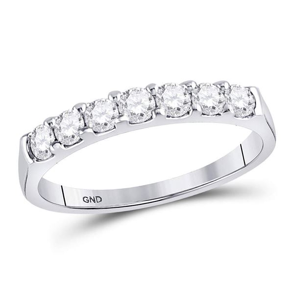Round Diamond Single Row Wedding Band 1/2 Cttw 14KT White Gold