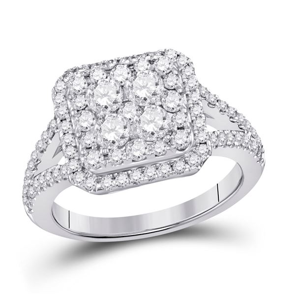 Diamond Right Hand Cluster Ring 1-1/2 Cttw 14KT White Gold