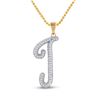 Image 1 : Round Diamond Initial J Letter Pendant 1/6 Cttw 10KT Yellow Gold