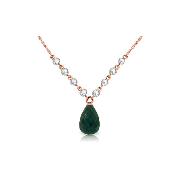 Genuine 15.6 ctw Green Sapphire Corundum & Diamond Necklace 14KT Rose Gold - REF-139Y8F