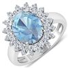 Image 1 : Natural 3.49 CTW Aquamarine & Diamond Ring 14K White Gold - REF-135K5W