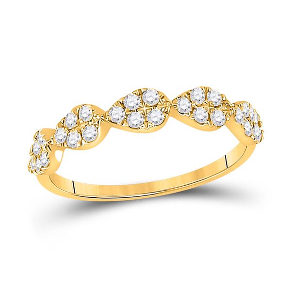 Round Diamond Teardrop Stackable Band Ring 1/3 Cttw 10KT Yellow Gold
