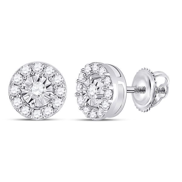 Round Diamond Stud Earrings 1/4 Cttw 10KT White Gold