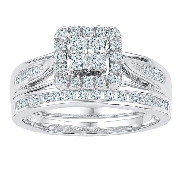 Diamond Bridal Wedding Ring Band Set 1/2 Cttw 14KT White Gold