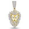 Image 1 : Round Diamond Lion Head Charm Pendant 1-1/3 Cttw 10KT Yellow Gold