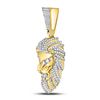 Image 2 : Round Diamond Lion Head Charm Pendant 1-1/3 Cttw 10KT Yellow Gold